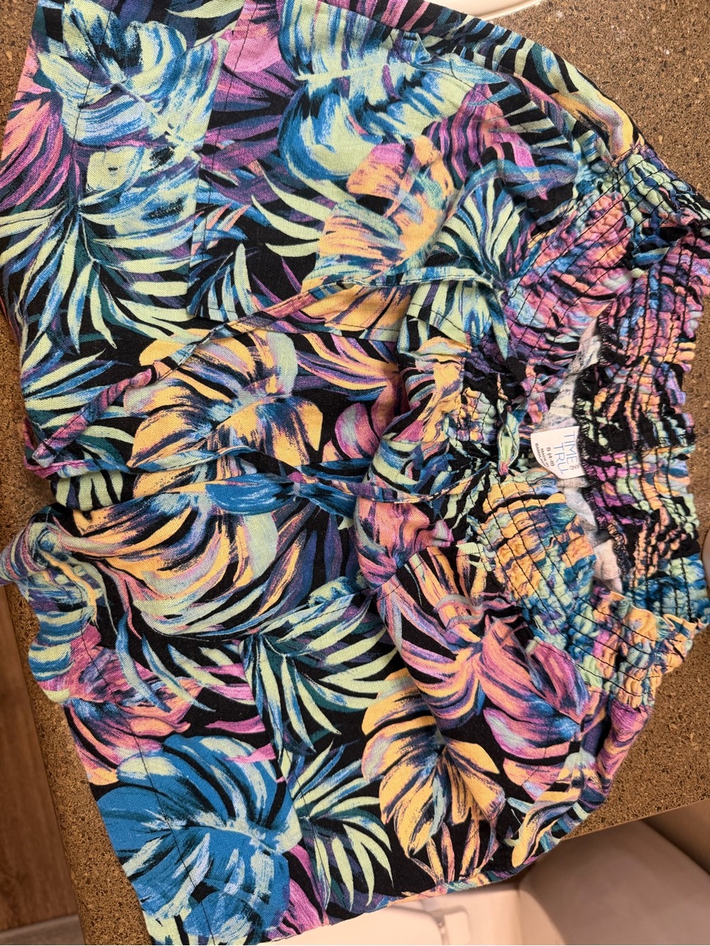 Time and Tru Multicolor Tropical Leaf Print Bermuda Shorts